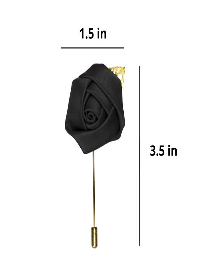 TieMart Flower Premium Lapel Pin (Black) - Image 4